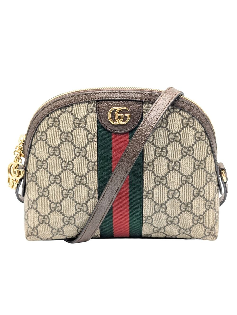 NEW Gucci Ophidia Monogram GG Brown Canvas Web Stripe Dome Crossbody Bag